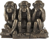 Design Toscano PD0093 Hear-No, See-No, Speak-No Evil Monkeys Animal Statue Three Truths of Man Figurine, 7 Inch, Polyresin, Bronze Finish