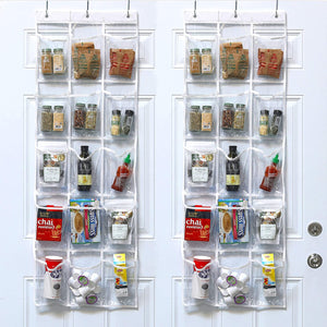 2 Pack - SimpleHouseware Crystal Clear Over the Door Hanging Pantry Organizer (52" x 18")