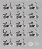 Trendy Tripper Swedish Dishcloth/Sponge Cloth, Mid-Century Modern Design: Set of 2 Bike + Bicycles Black + White (Black + White on Grey)