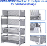 Simple Trending Stackable 2-Tier Under Sink Cabinet Organizer with Sliding Storage Drawer, Silver