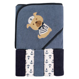 Unisex Baby Hooded Towel with Five Washcloths, Ikat Elephant, One Size