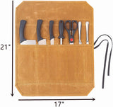 Knife Cases Organizer-Durable Waxed Canvas Construction-7 Pockets-16 oz (Khaki)