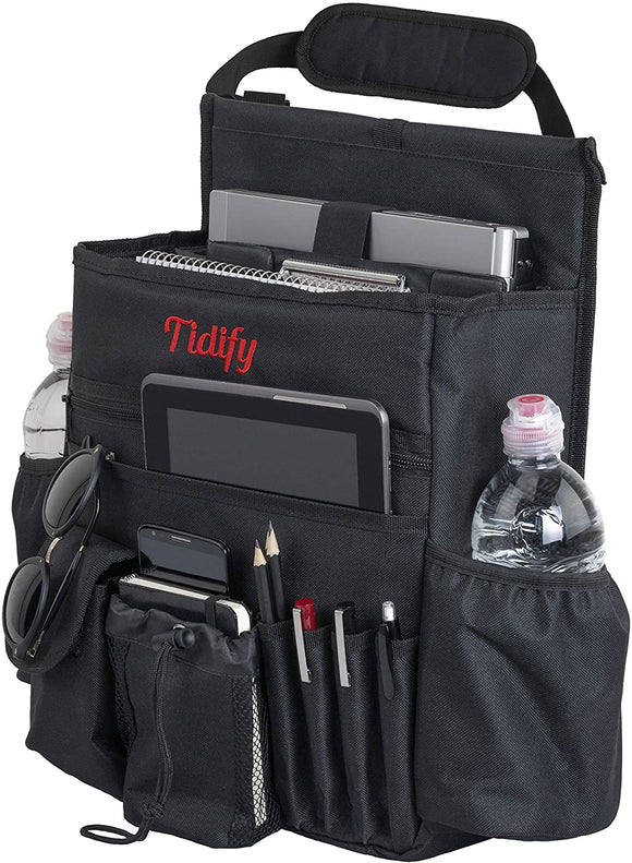 Tidify Car Front Seat Organizer with Dedicated Tablet and Laptop Storage Stabilizing Side Straps Soft Adjustable Shoulder Strap and Hardened Buckles Your Office Away from Office