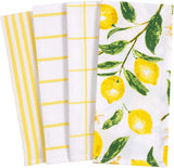 KAF Home Pantry Lemons All Over Kitchen Dish Towel Set of 4, 100-Percent Cotton, 18 x 28-inch