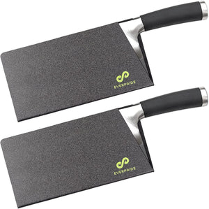 EVERPRIDE Butcher Chef Knife Edge Guards (2-Piece Set) Wide Knives Blade Edge Protectors - Meat Cleaver Knife Sheath Set - BPA-Free Chef Knife Covers Fits Blades Up To 8” x 4” – Knives Not Included