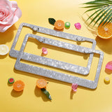 2 Pack Handcrafted Crystal Premium Stainless Steel Bling License Plate Frame (Crystal)