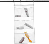 2 Pack Hanging Mesh Shower Caddy Organizer with 6 Pockets, Shower Curtain Rod/Liner Hooks Bathroom Toiletry Wall Door Hanger Organization, Dorm Space Saving, Kids Bath Toy Organizer with 4 Rings