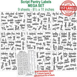 Talented Kitchen 157 Script Pantry Labels – 157 Kitchen Pantry Names – Food Label Sticker, Water Resistant Pantry Labels for Containers, Jar Labels Pantry Organization and Storage (157– Script Pantry)