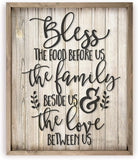 Bless The Food Before Us Rustic Wood Wall Sign (12x15)